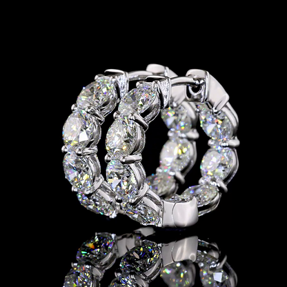 4.14 CTTW Round Natural Diamond Huggies Earring 16.3mm (H Color and SI Clarity)
