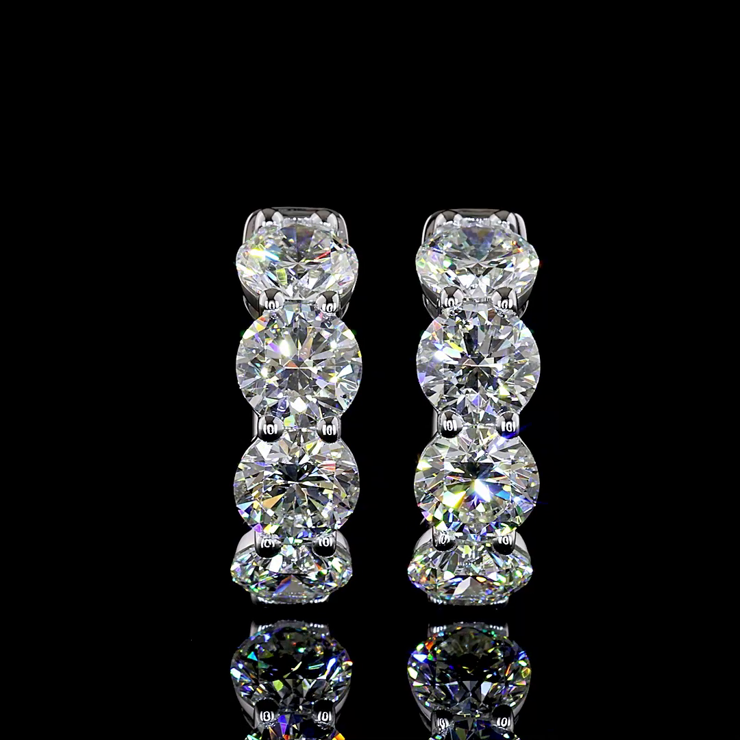 3.19 CTTW Round Lab Diamond Huggies Earring (H Color and SI Clarity)