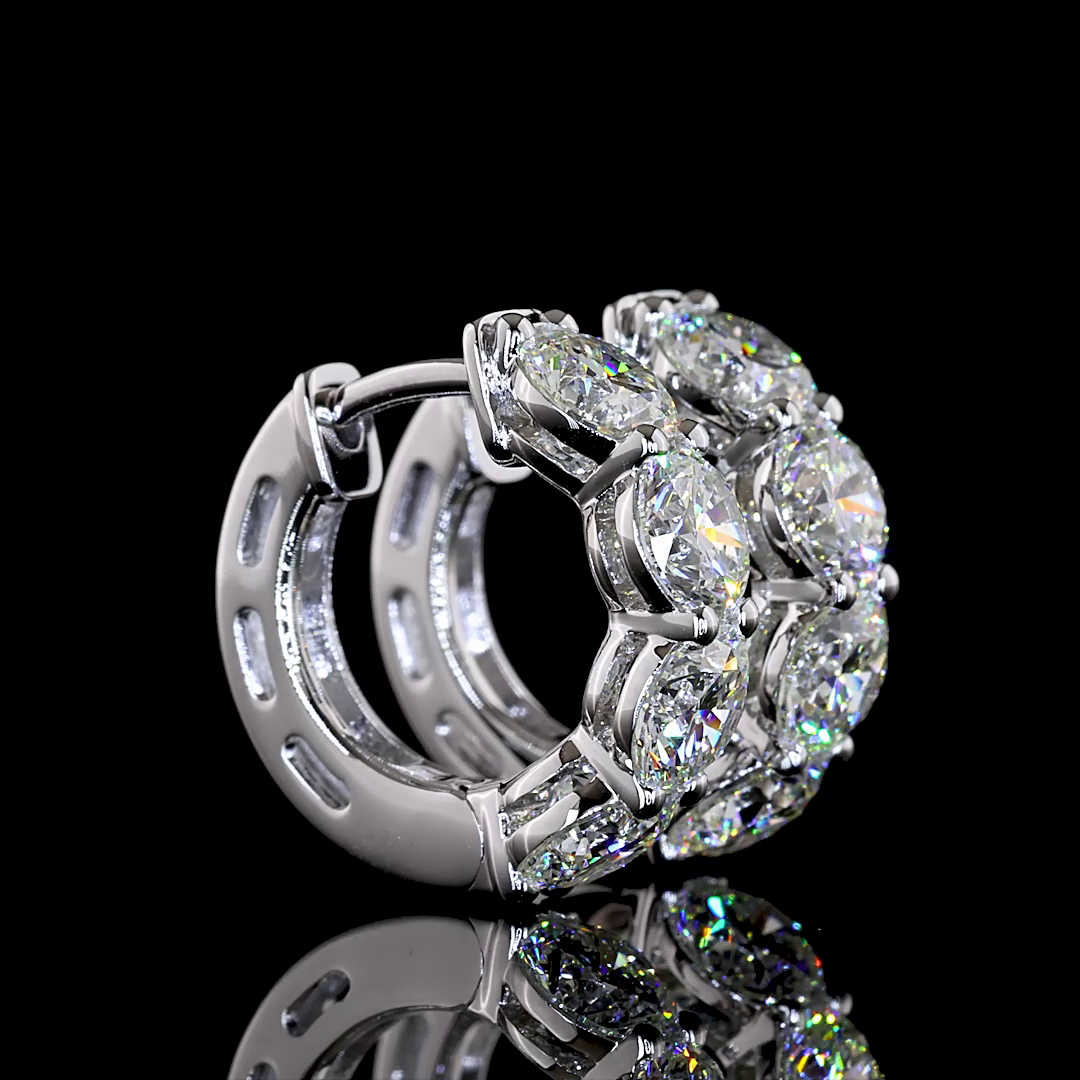 3.19 CTTW Round Lab Diamond Huggies Earring (H Color and SI Clarity)