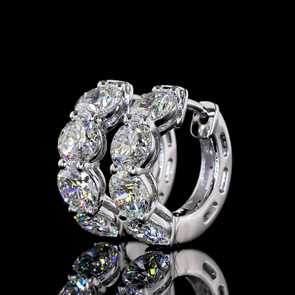 3.19 CTTW Round Lab Diamond Huggies Earring (H Color and SI Clarity)