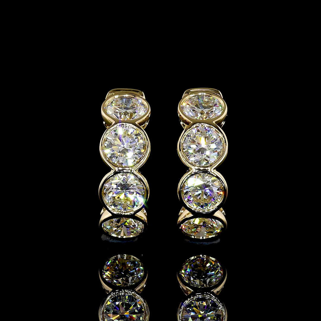 2.07 CTTW Round Lab Diamond Huggies Earring (H Color and SI Clarity)