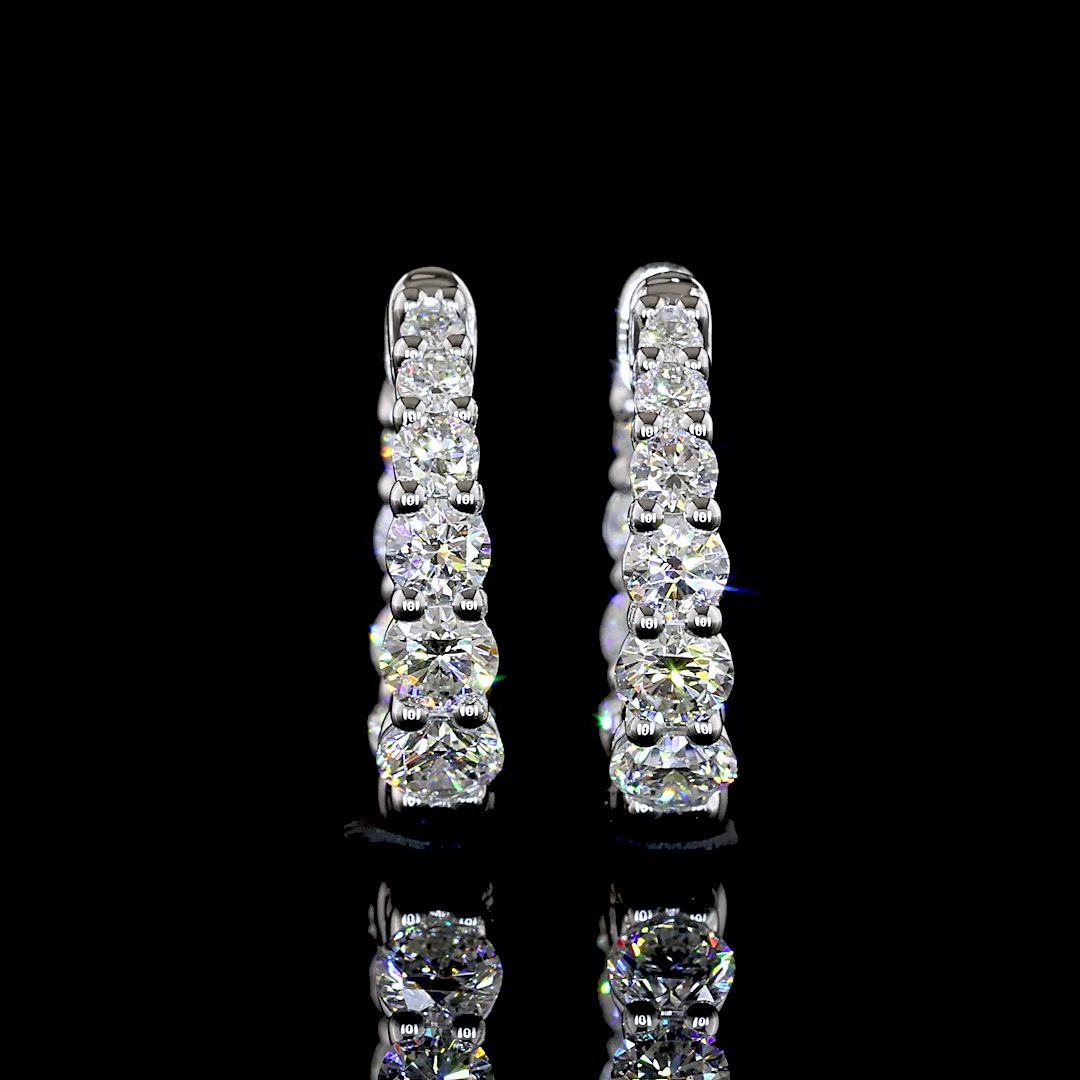 1.08 CTTW Round Lab Diamond Huggies Earring (H Color and SI Clarity)