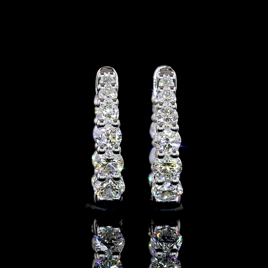 1.08 CTTW Round Lab Diamond Huggies Earring (H Color and SI Clarity)