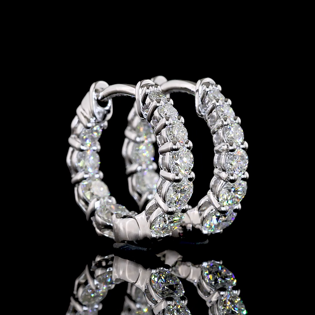 1.08 CTTW Round Lab Diamond Huggies Earring (H Color and SI Clarity)