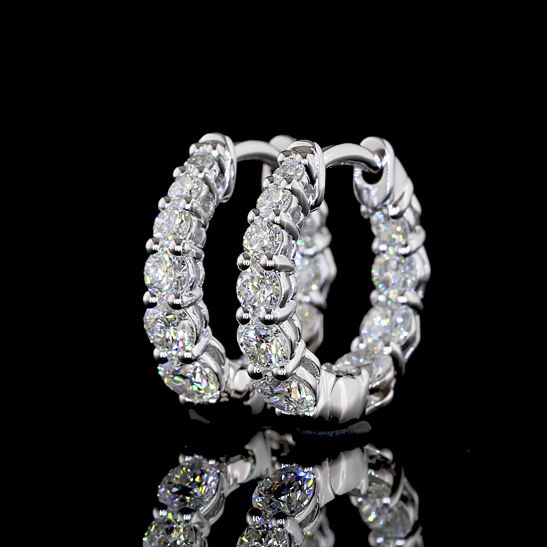 1.08 CTTW Round Lab Diamond Huggies Earring (H Color and SI Clarity)