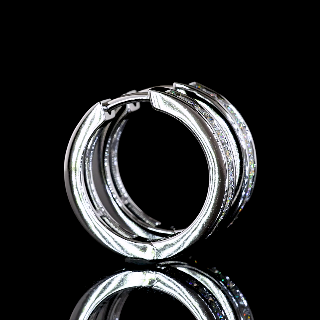 1.07 CTTW Round Lab Diamond Huggies Earring (H Color and VS Clarity)