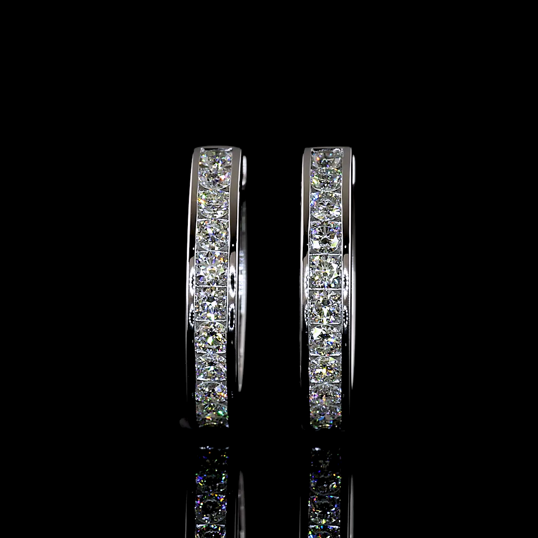 1.07 CTTW Round Lab Diamond Huggies Earring (H Color and VS Clarity)