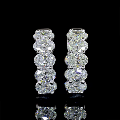 3.09 CTTW Oval Natural Diamond Huggies Earring 15.05mm (H Color and SI Clarity)