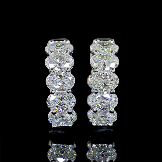 3.09 CTTW Oval Natural Diamond Huggies Earring 15.05mm (H Color and SI Clarity)