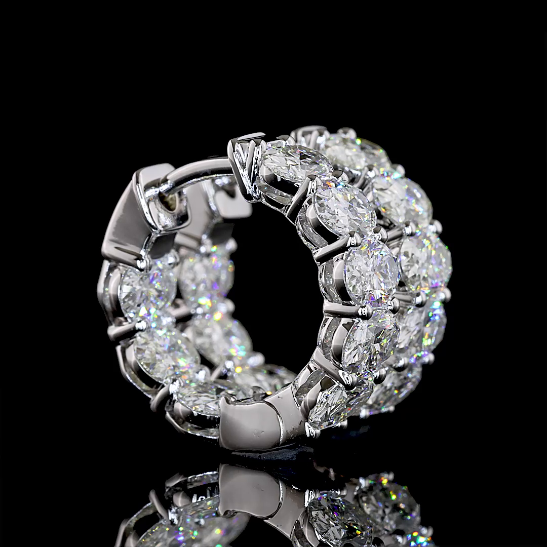 3.09 CTTW Oval Natural Diamond Huggies Earring 15.05mm (H Color and SI Clarity)