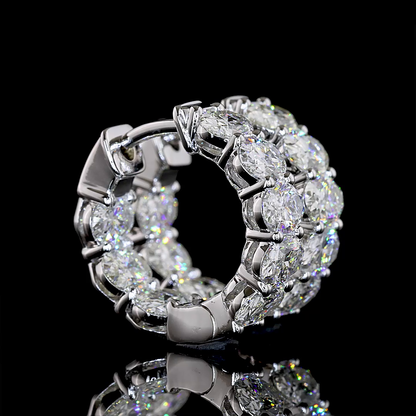 3.09 CTTW Oval Natural Diamond Huggies Earring 15.05mm (H Color and SI Clarity)