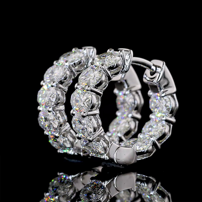 3.09 CTTW Oval Natural Diamond Huggies Earring 15.05mm (H Color and SI Clarity)