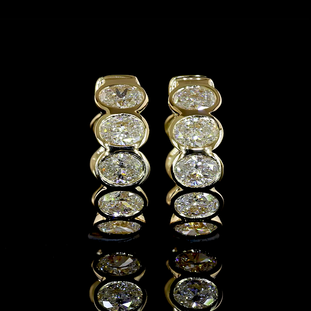 2.03 CTTW Oval Natural Diamond Huggies Earring 14.8mm (H Color and SI Clarity)