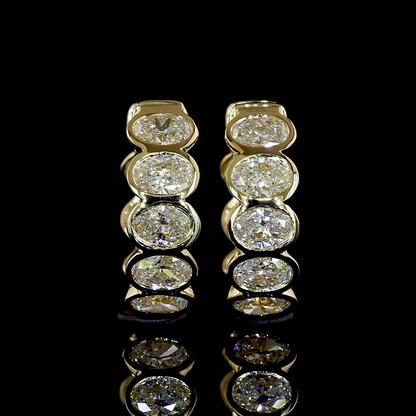 2.03 CTTW Oval Natural Diamond Huggies Earring 14.8mm (H Color and SI Clarity)