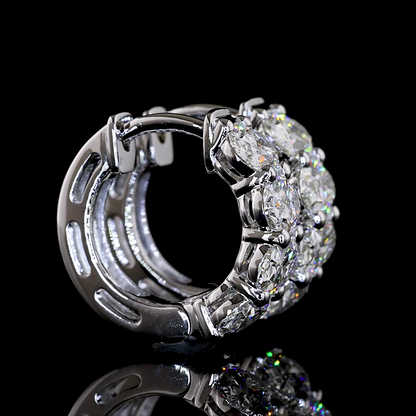 2.08 CTTW Oval Natural Diamond Huggies Earring 14.75mm (H Color and SI Clarity)