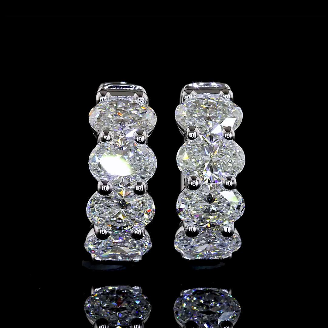 2.08 CTTW Oval Natural Diamond Huggies Earring 14.75mm (H Color and SI Clarity)