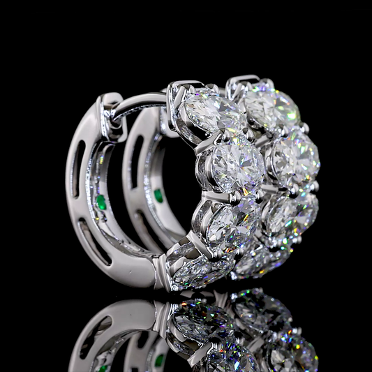 3.07 CTTW Oval Natural Diamond Huggies Earring 15.15mm (H Color and SI Clarity)