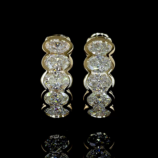 1.11 CTTW Oval Natural Diamond Huggies Earring 14mm (H Color and SI Clarity)