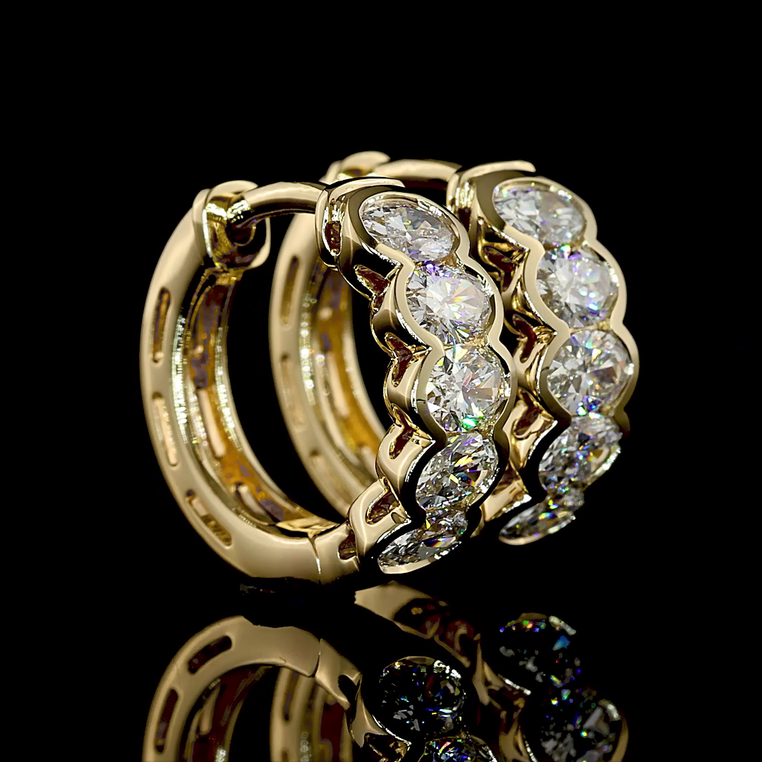 1.11 CTTW Oval Natural Diamond Huggies Earring 14mm (H Color and SI Clarity)