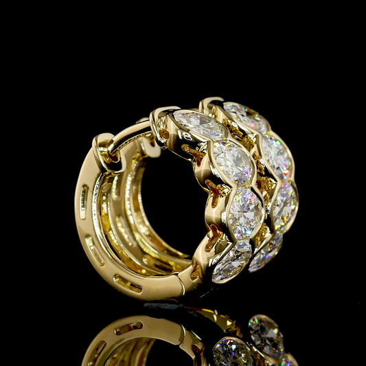 1.98 CTTW Oval Natural Diamond Huggies Earring 14.33mm (F Color and VS Clarity)