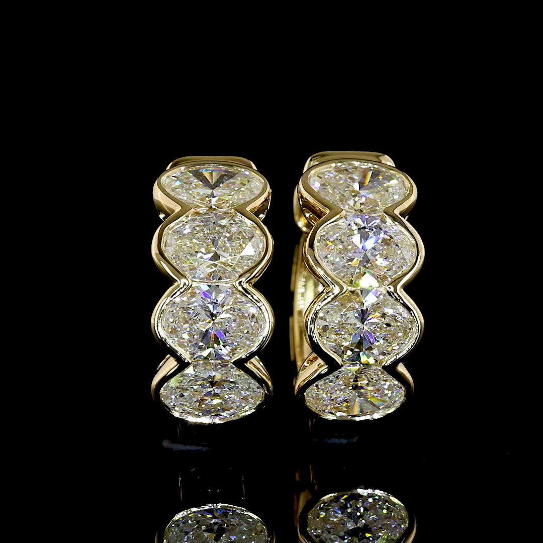 1.98 CTTW Oval Natural Diamond Huggies Earring 14.33mm (F Color and VS Clarity)