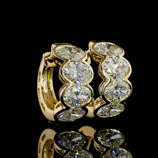 3.04 CTTW Oval Natural Diamond Huggies Earring 15.05mm (G Color and VS1 Clarity)