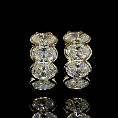 3.04 CTTW Oval Natural Diamond Huggies Earring 15.05mm (G Color and VS1 Clarity)