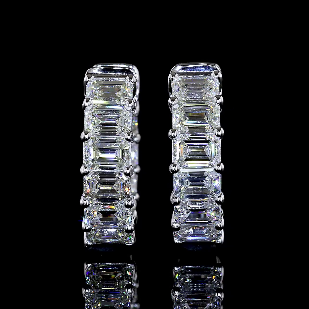 3.03 CTTW Emerald Natural Diamond Huggies Earring 14.43mm (H Color and SI Clarity)