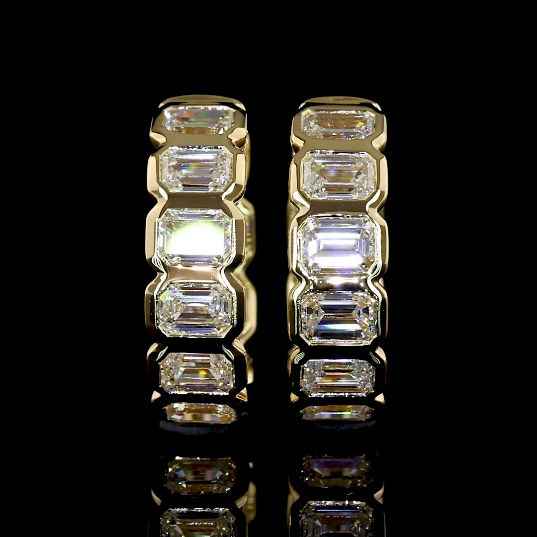 1.92 CTTW Emerald Natural Diamond Huggies Earring 14.33mm (H Color and SI Clarity)