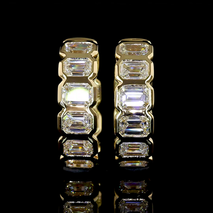 1.92 CTTW Emerald Natural Diamond Huggies Earring 14.33mm (H Color and SI Clarity)