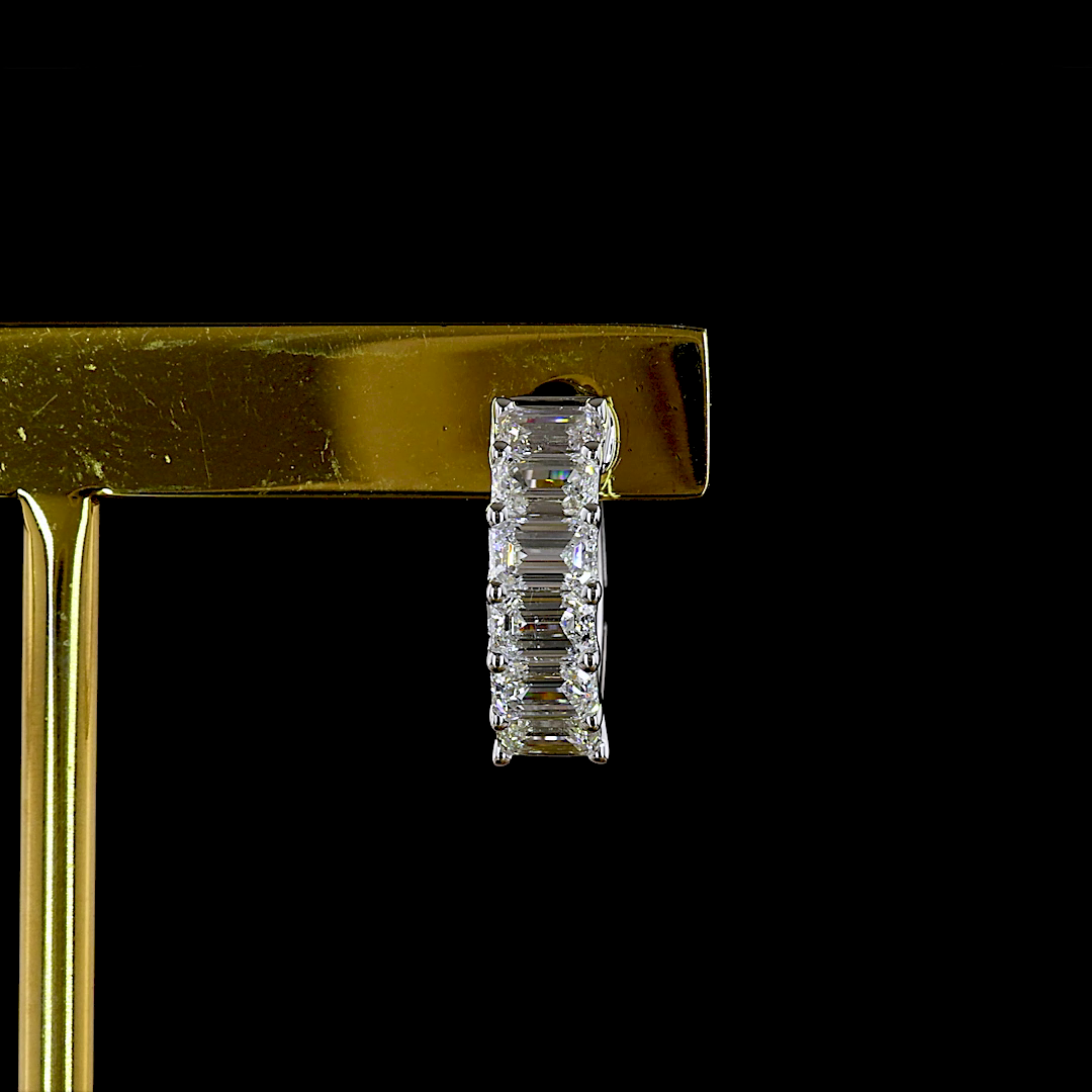 2.06 CTTW Emerald Natural Diamond Huggies Earring 14.2mm (F Color and VS Clarity)