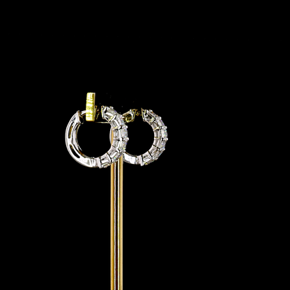 2.06 CTTW Emerald Natural Diamond Huggies Earring 14.2mm (F Color and VS Clarity)