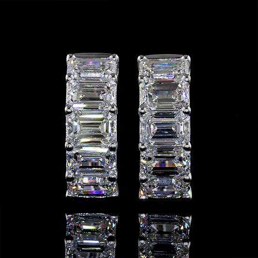 3.21 CTTW Emerald Natural Diamond Huggies Earring 14.9mm (G Color and VS1 Clarity)