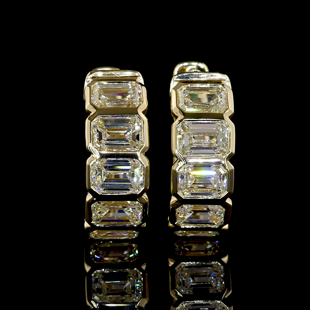 2.11 CTTW Emerald Natural Diamond Huggies Earring 13.9mm (H Color and SI1 Clarity)
