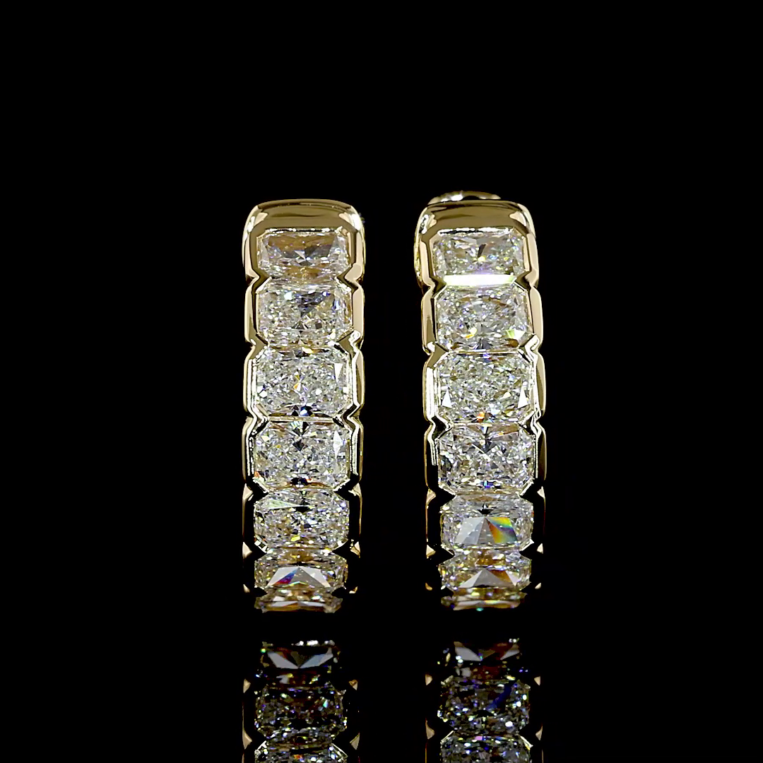 0.99 CTTW Radiant Natural Diamond Huggies Earring 13.16mm (H Color and SI Clarity)