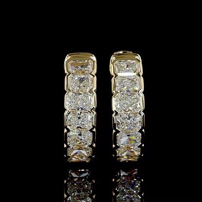 0.99 CTTW Radiant Natural Diamond Huggies Earring 13.16mm (H Color and SI Clarity)