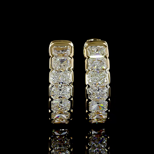 0.99 CTTW Radiant Natural Diamond Huggies Earring 13.16mm (H Color and SI Clarity)