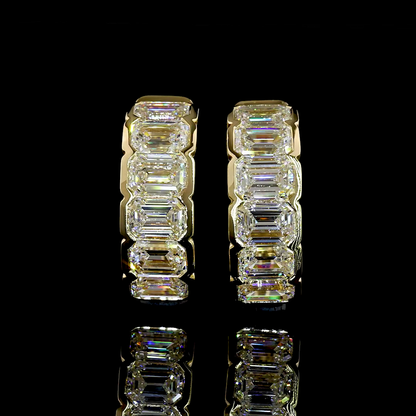2.04 CTTW Emerald Natural Diamond Huggies Earring 13.52mm (H Color and SI Clarity)