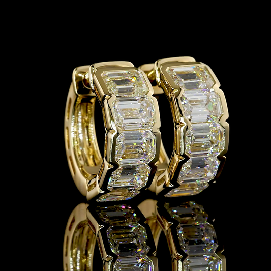 3.03 CTTW Emerald Natural Diamond Huggies Earring 14.33mm (H Color and SI Clarity)