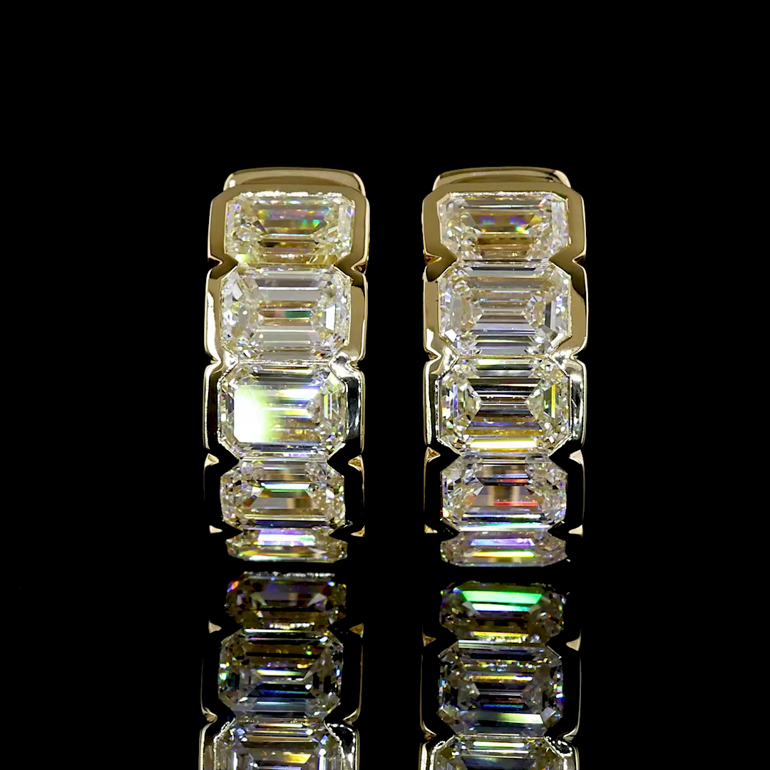 3.03 CTTW Emerald Natural Diamond Huggies Earring 14.33mm (H Color and SI Clarity)