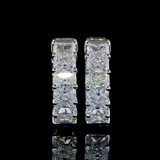 3.00 CTTW Radiant Natural Diamond Huggies Earring 15.35mm (H Color and SI Clarity)