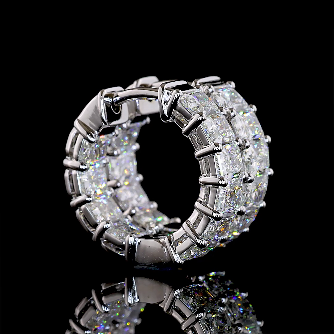 3.00 CTTW Radiant Natural Diamond Huggies Earring 15.35mm (H Color and SI Clarity)