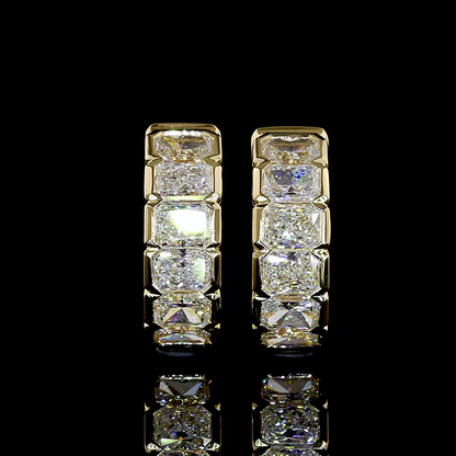 2.01 CTTW Radiant Natural Diamond Huggies Earring 14.9mm (E Color and VS1 Clarity)