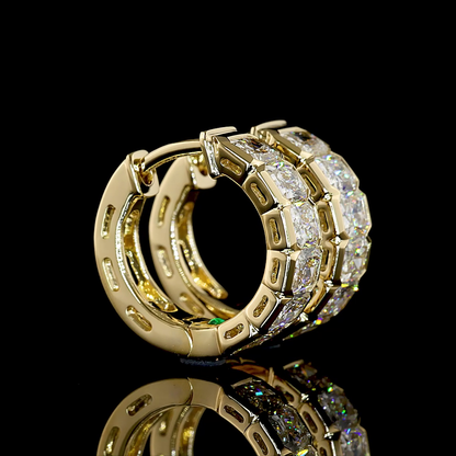 2.01 CTTW Radiant Natural Diamond Huggies Earring 14.9mm (E Color and VS1 Clarity)