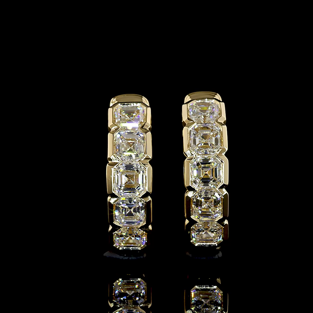 1.04 CTTW Asscher Natural Diamond Huggies Earring 13.64mm (F Color and VS2 Clarity)