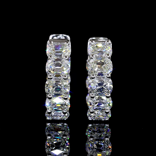 3.54 CTTW Antique Cushion Natural Diamond Huggies Earring 15.62mm (H Color and SI Clarity)
