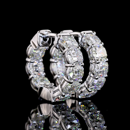 3.54 CTTW Antique Cushion Natural Diamond Huggies Earring 15.62mm (H Color and SI Clarity)