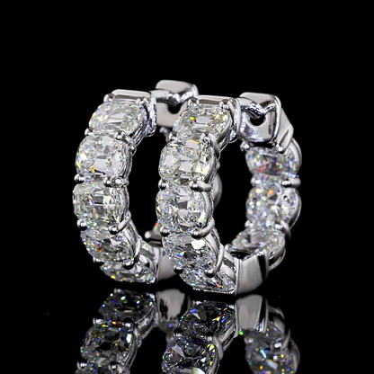 3.54 CTTW Antique Cushion Natural Diamond Huggies Earring 15.62mm (H Color and SI Clarity)