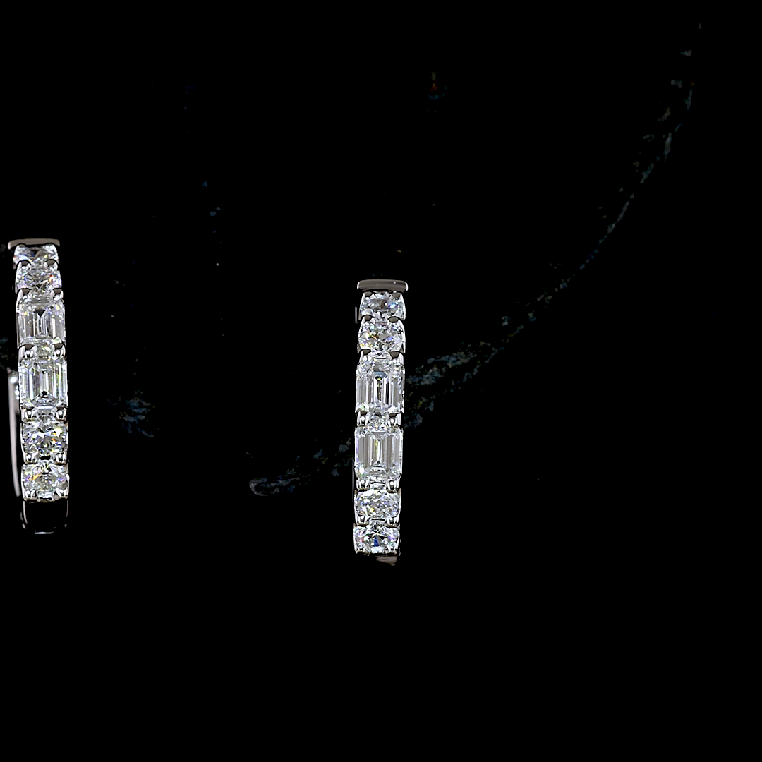 0.39 CTTW Emerald Natural Diamond Huggies Earring 12.8mm (H Color and SI Clarity)