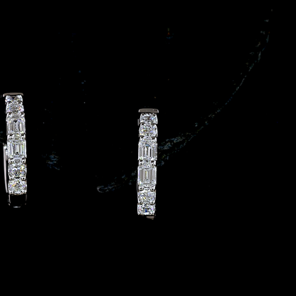 0.39 CTTW Emerald Natural Diamond Huggies Earring 12.8mm (H Color and SI Clarity)